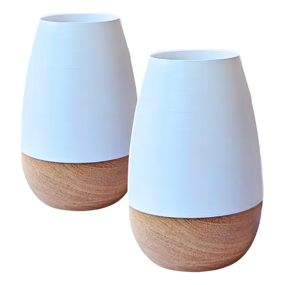 Veladores Modernos Nórdicos Madera Y Tulipa - Modelo Pequeño