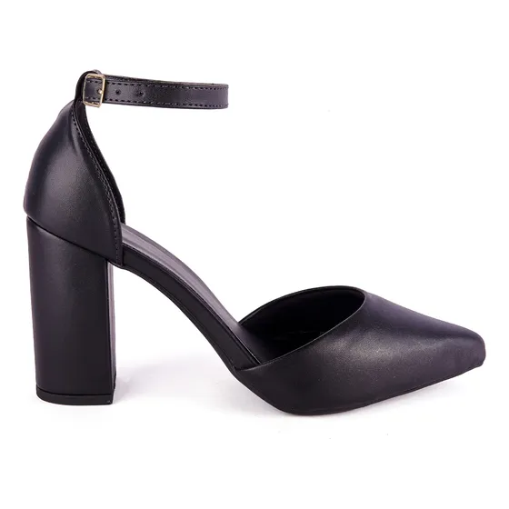 Scarpin Feminino Bico Fino Salto Alto Grosso Moda Confort