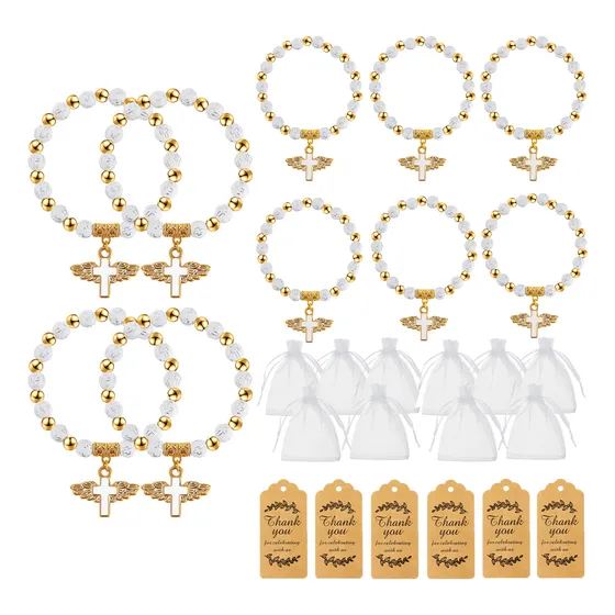75pzs Recuerdos Para Bautizo Con Pulseras Y Bolsas Organza