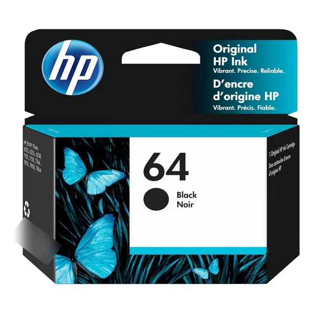 Original Cartucho de tinta negra HP 64 | Funciona con HP ENVY Inspire 7950e; ENVY Photo 6200, 7100, 7800; Serie Tango (N9J90AN)