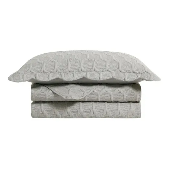Kit Colcha Cobre Leito Casal King Size Matelado 3 Peças Cor Concreto Ilusion Favo