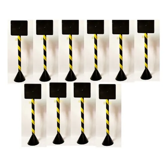 Kit 8 Pedestal Plastico 90 Cm + 8 Suporte Placa Sinalizacao