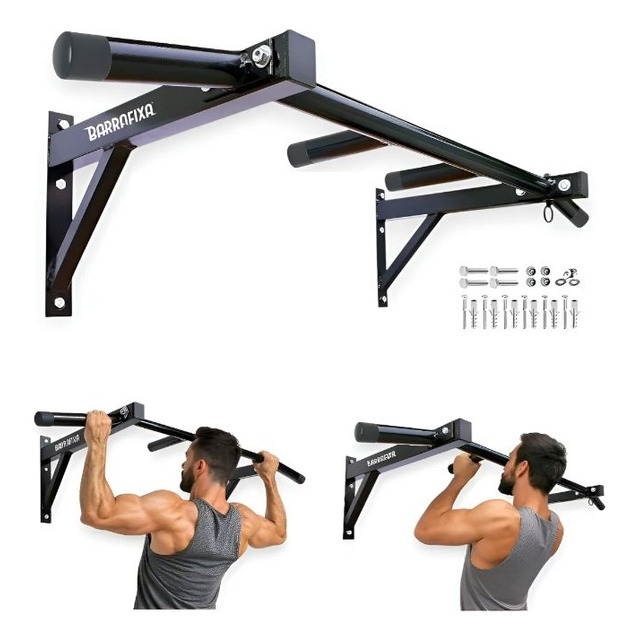 Barra Fixa De Parede Pull-up Modelo Externo Interno Completa Preto Barra Fixa De Parede Pull-up Modelo Externo Interno Completa Preto