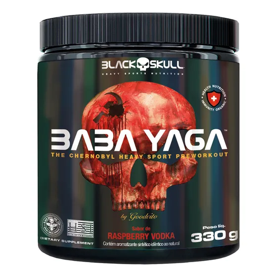 Pré Treino Baba Yaga 330g Black Skull Sabor Raspberry Vodka