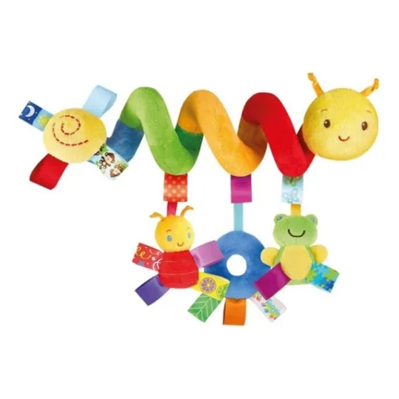 Móbile Centopeia Espiral Bebe Carrinho Com Chocalho Diversao Cor Amarelo
