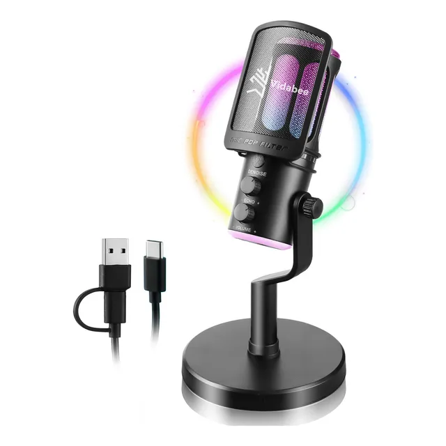 Microfono Usb Gamer, Microfono De Condensador Profesional Para Pc Y Podcast, Sonido De Estudio, Cancelación De Ruido, Plug & Play, Ideal Para Streaming Y Grabación