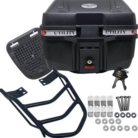 Kit Bagageiro + Bau 28 L Tvs Mottu Sport 110i 2023 Em Diante Kit Bagageiro + Bau 28 L Tvs Mottu Sport 110i 2023 Em Diante