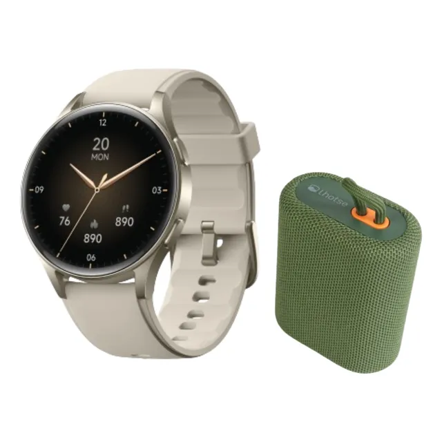 Pack Smartwatch Lhotse Vibe 05 Cream + Parlante Verde