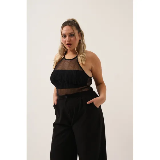 Body Tul Brilloso Mikari Mujer Naif Negro Rayado Mikari Xxl