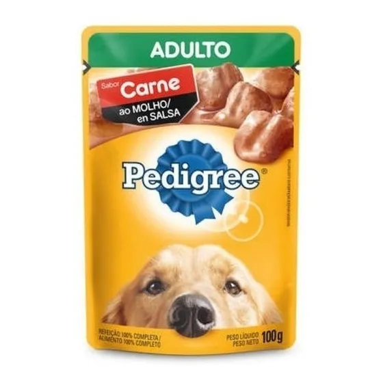 Sache Pedigree Adulto Carne Ao Molho 100g Cães Kit 20 Und.