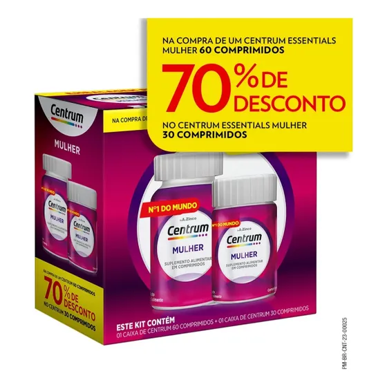 Kit Multivitamínico Centrum Mulher com 30+60 comprimidos