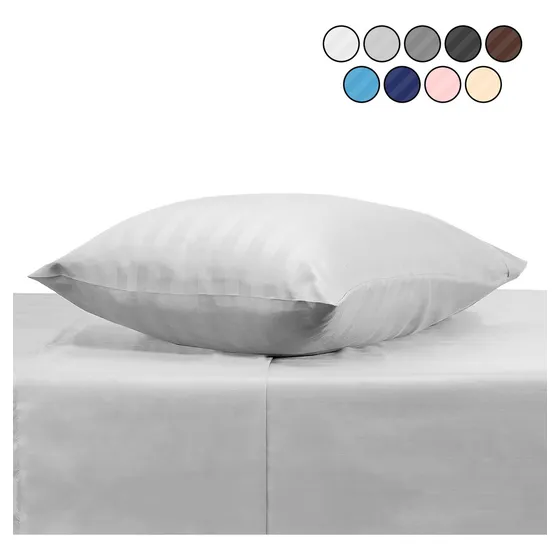 Juego De Sábanas Individual 3000 Hilos Suave Diseño Rayado 3 Piezas Blick Color Blanco