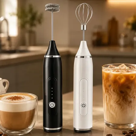 Mini Batedor Misturador Elétrico Recarregável USB, com 3 Velocidades e 2 Batedores em Aço Inox