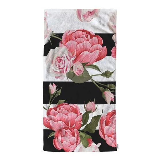 Ofloral Toalla Mano Peonia Rosa Algodon Rosada Hoja Verd 15