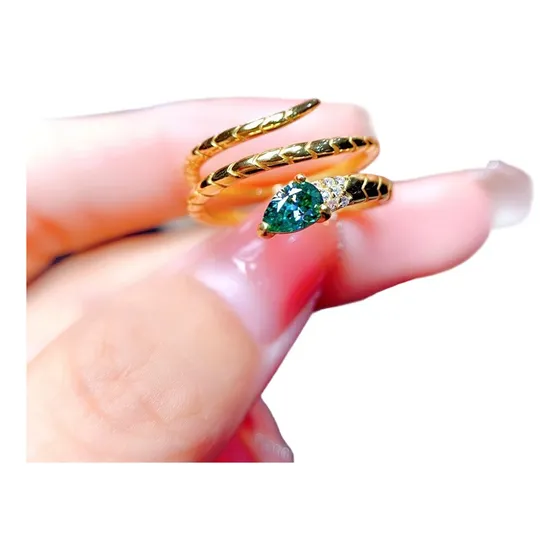 Anillo Serpiente Snake Trendy Ajustable Baño Oro