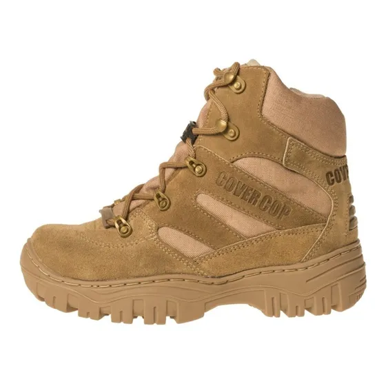 Borcegui Corto Cover Cop Cuero Botineta Arena Beige Coyote Caña Corta Cuero Cordura Suela Caucho