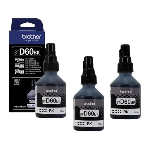 Kit De 3 Tintas Original Brother Btd60bk Color Negro 108ml