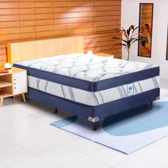 Colchón Matrimonial Ortopédico Más Box Spring Air Blend Sp Color Azul petróleo