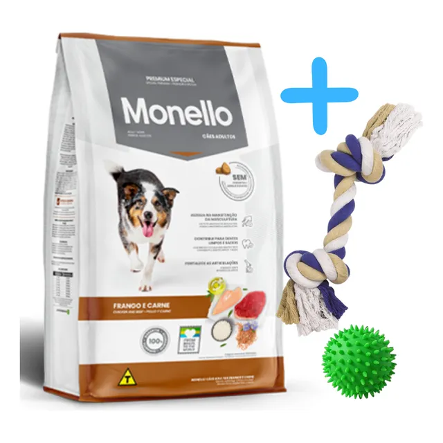 Alimento Monello Perro Adulto Pollo Y Carne 15kg Con Regalo