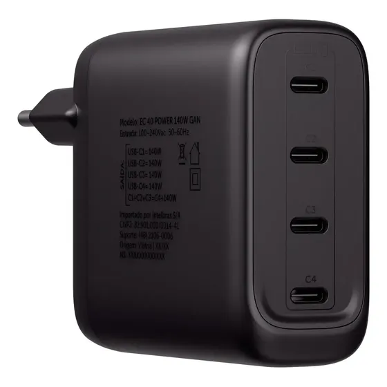 Carregador Turbo Usb-c - Ec 40 Power 140w Gan Intelbras