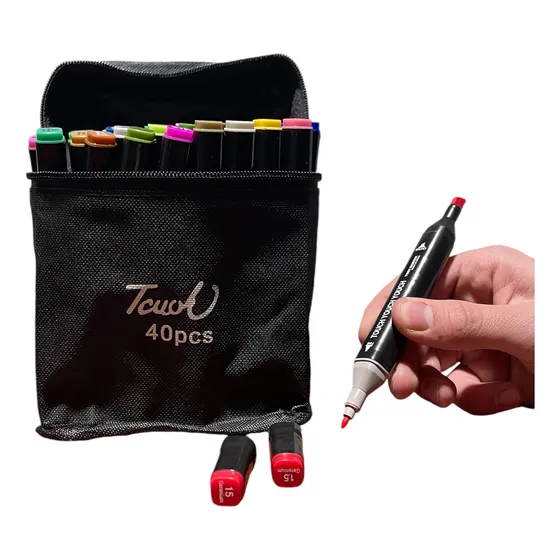 Marcadores Doble Punta Plumones Punta Pincel Kit 40 Colores