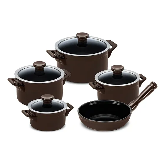 Conjunto De Panelas Clear 5 Peças - Chocolate - Ceraflame Chocolate