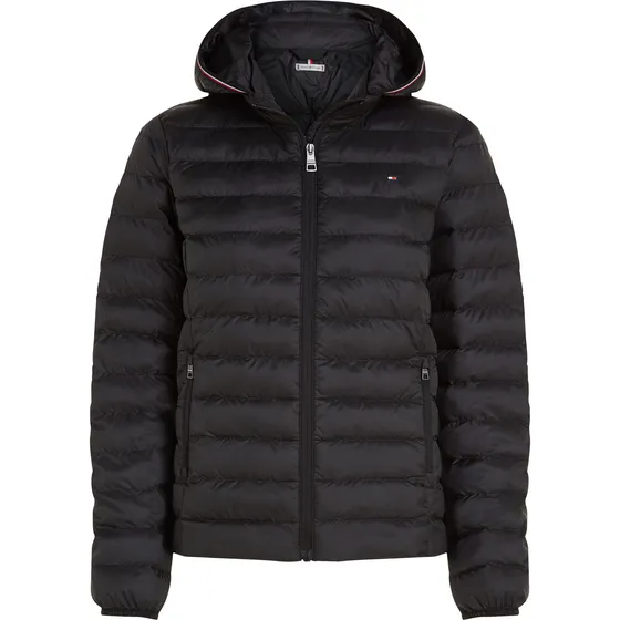 Chaqueta Negra Acolchada Con Logo Bordado Tommy Hilfiger