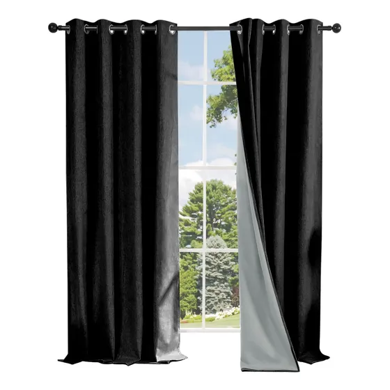 Cortina Blackout 100% Engomada Termica Set 2 Paños Tipo Lino