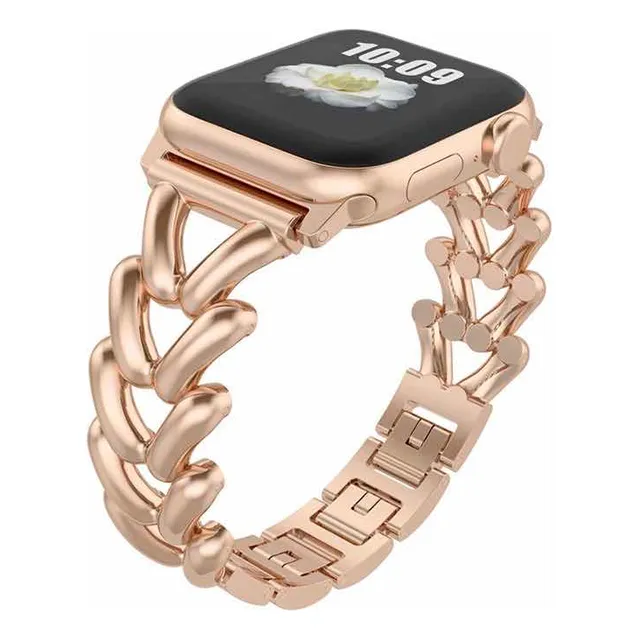 Correa Para Apple Watch De Eslabones De Corazones Rose Gold