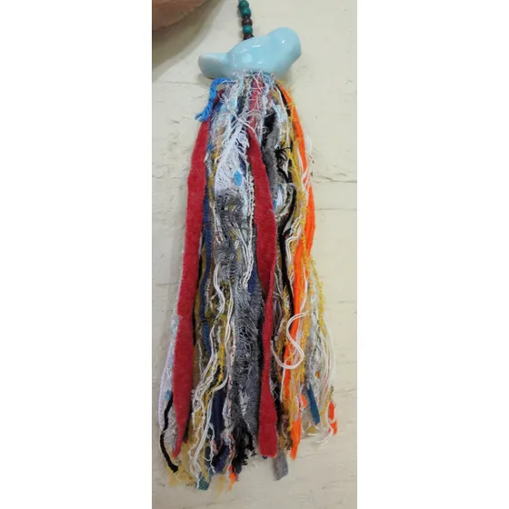 Borlas Artesanales, Tope Pajarito De Cerámica Esmaltada
