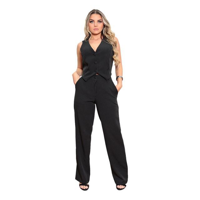 Conjunto Longo Calça/colete Alfaiataria Com Bolso Social Conjunto Longo Calça/colete Alfaiataria Com Bolso Social