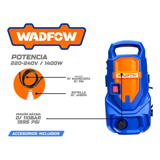 Hidrolavadora Hidrojet De 1400w 1595psi / 240v Wadfow