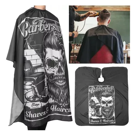Capa Para Corte De Pelo Barber Pro Camuflajeada Color Sillon Calavera