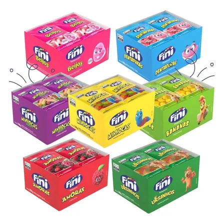 Kit Fini - 5 Caixas De Balas Fini Sortidos 12x15g Total 60