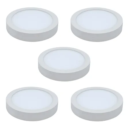 Pack 5 Foco Panel Led Circular Sobrepuesto 12w