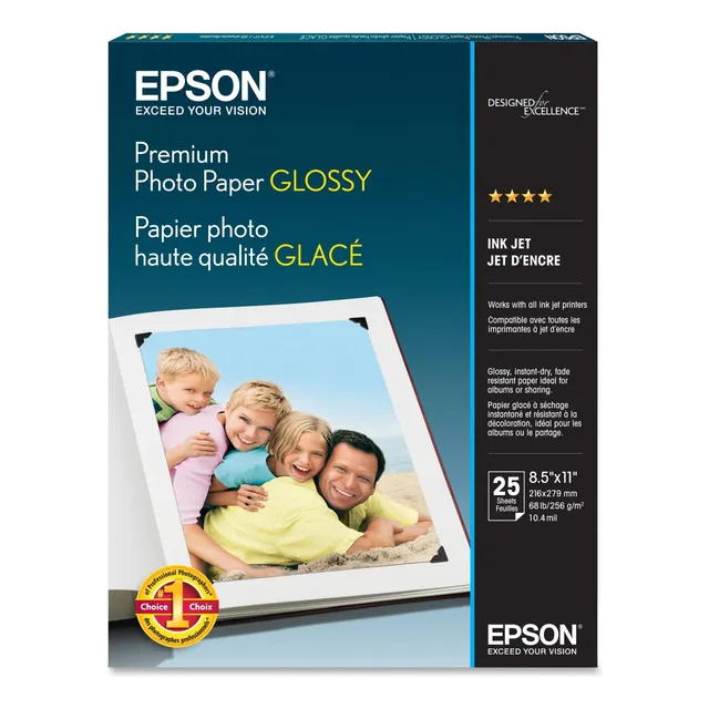 Papel Fotográfico Epson Premium Glossy, 8.5 X 11 Pulgadas, 2
