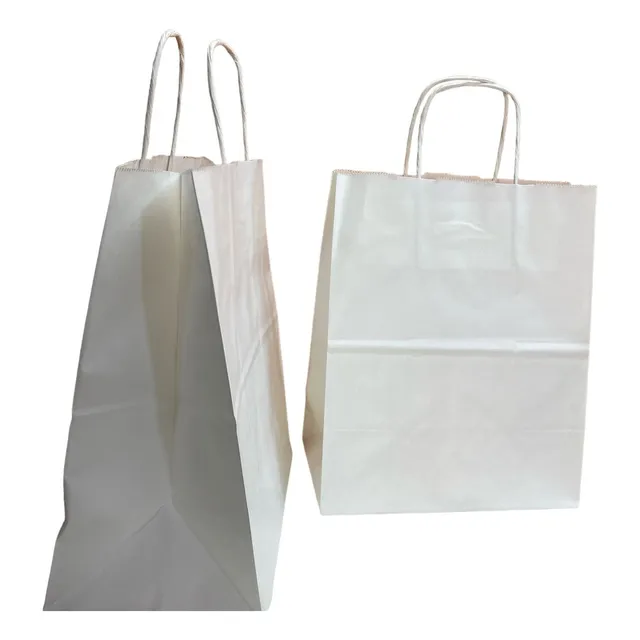 100 Bolsas Papel Kraft Blanco 20x25+12