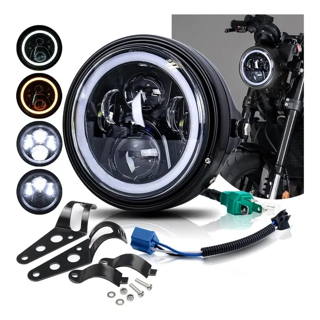 . Faro For Moto Universal + Carcasa Y Soporte De 7 Pulgadas