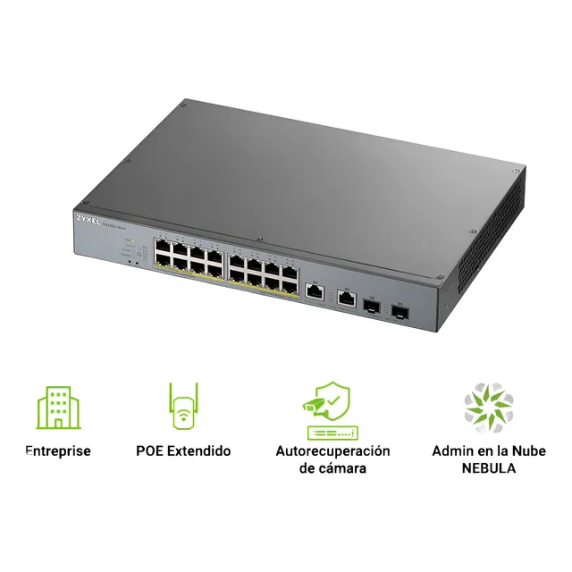 Switch Zyxel Gs1350-18hp 16 Puertos Rj45 100/1000 Mbps Con