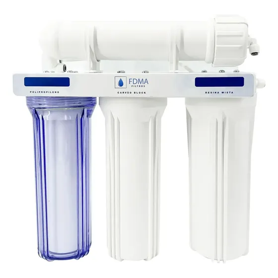 Filtro Osmose Reversa FDMA 100gpd Sistema 4 Etapas Água Pura 380 Litros/dia