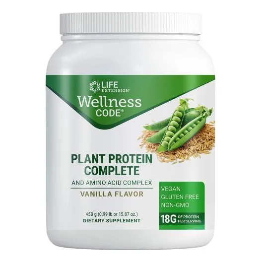 Suplemento Life Extension Plant Protein, 450 G, Sabor Vainil