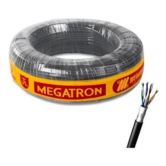 Cabo De Rede Par Trançado Utpmegatron Cat5e 100% Cobre Blindado 50m Preto