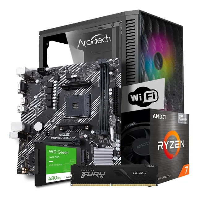 Pc Gamer Arctech Ryzen 7 Ssd 480gb 32gb Gabinete Rgb Wifi