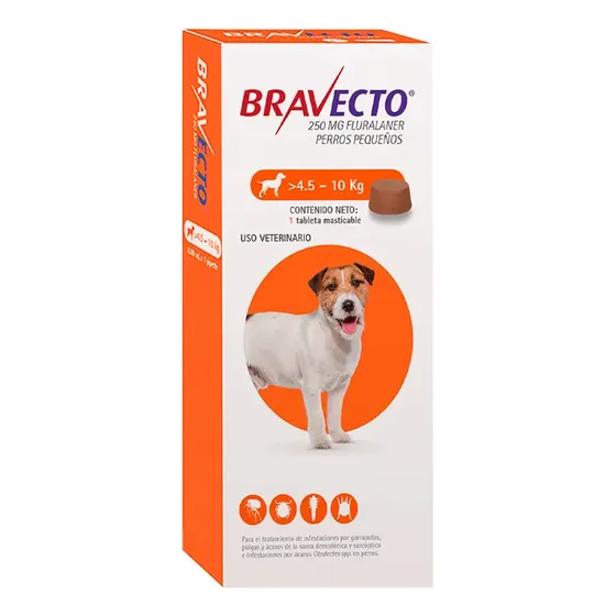 Antipulgas Para Perros Bravecto 250mg (4.5-10 Kg) Color Marrón Claro | Cuotas sin interés