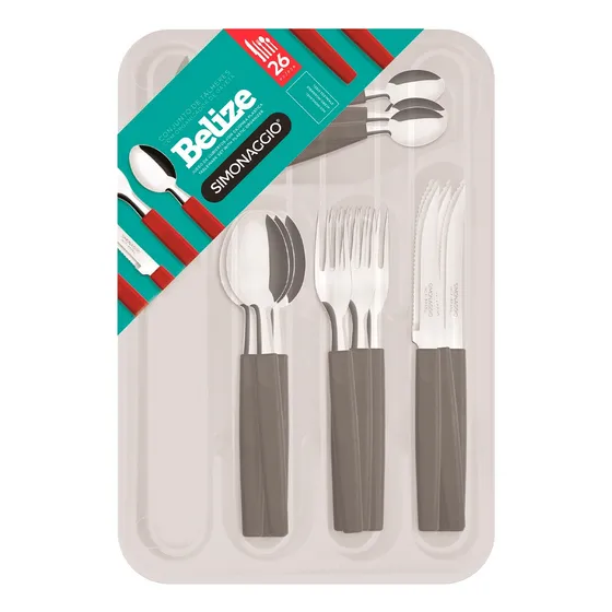 Set 24 Cubiertos Mango Plást +cubiertera Simonaggio Belize