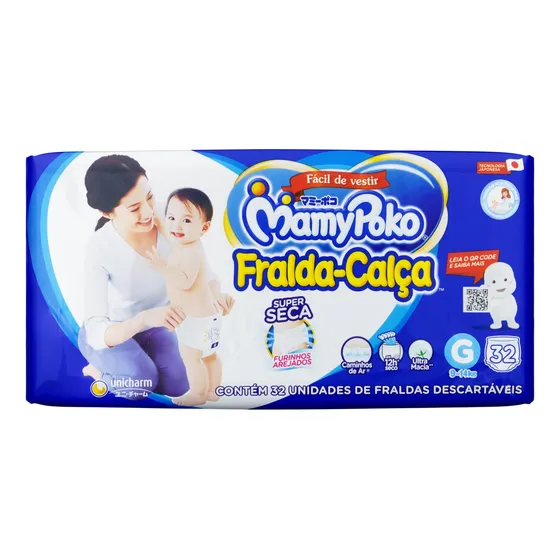 Fraldas MamyPoko Super Seca Calça G com 32 unidades