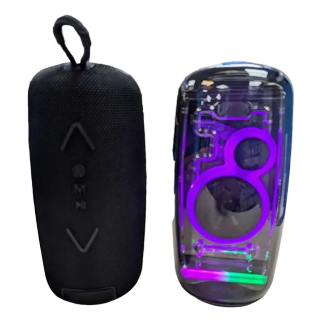 Bocina Moreka 418 Diseño Único Luces Led Sonido Estéreo Tws Bluetooth 16w 2000mah Portátil Color Gris Tf Card Radio Fm Usb Contra Agua Ipx6