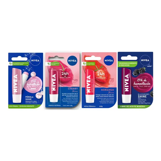 Labiales Hidratante Nívea, Pack Con 2cereza, Fresa, F Rojos