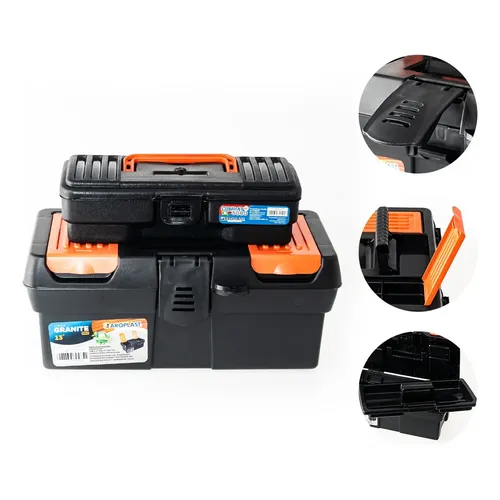 【M kayu】まとめ売り Multiple Compartment Portable 17inch Folding Tool Box With 3 Black