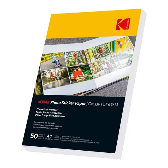Papel Adhesivo Fotografico Kodak Brillo Premium 135grs A4